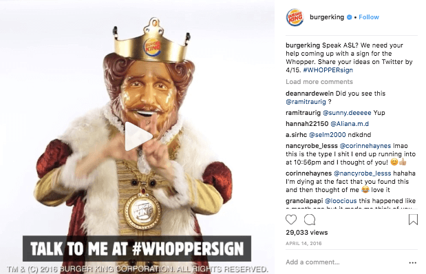 instagram engagement burger king post