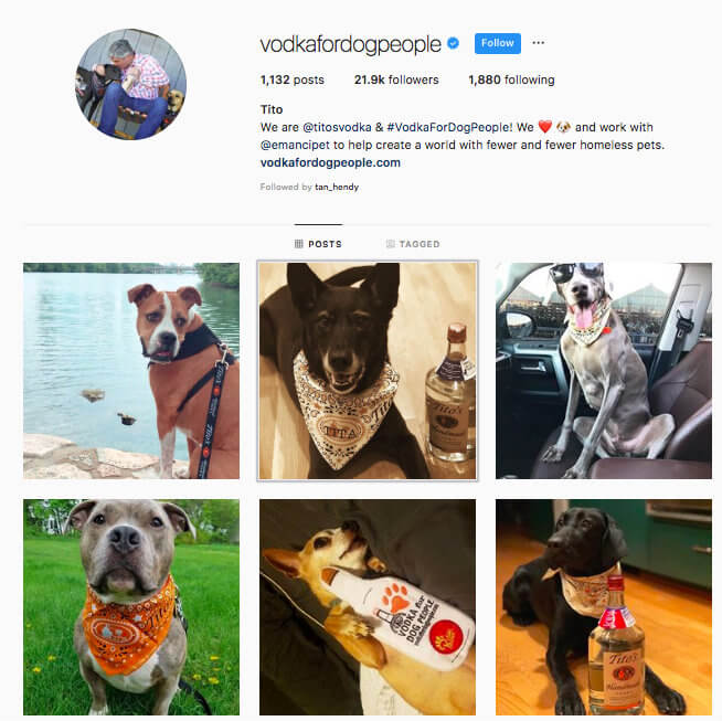 instagram engagement vodka for dog people profile